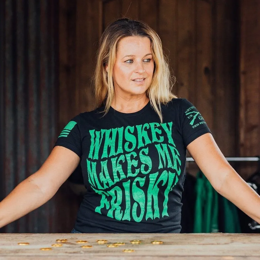 Women's Whiskey Makes Me Frisky Slim Fit T-Shirt - Black