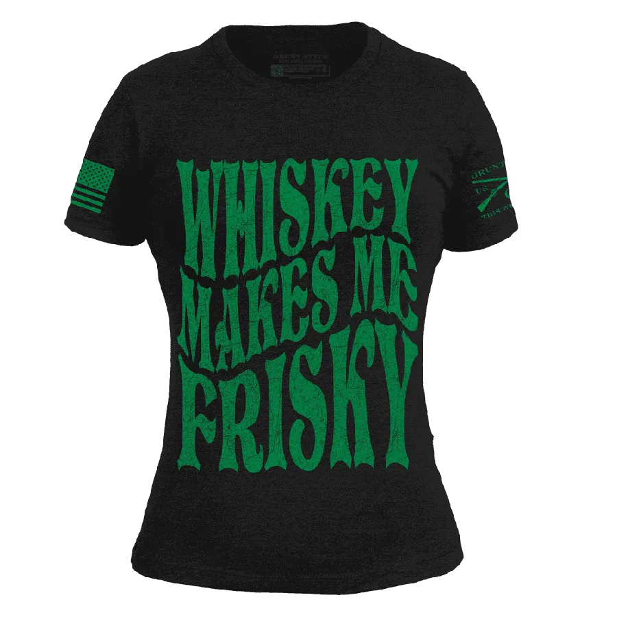 Women's Whiskey Makes Me Frisky Slim Fit T-Shirt - Black