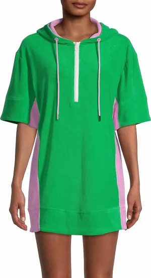 Women's Zip Hoodie Dress In Green