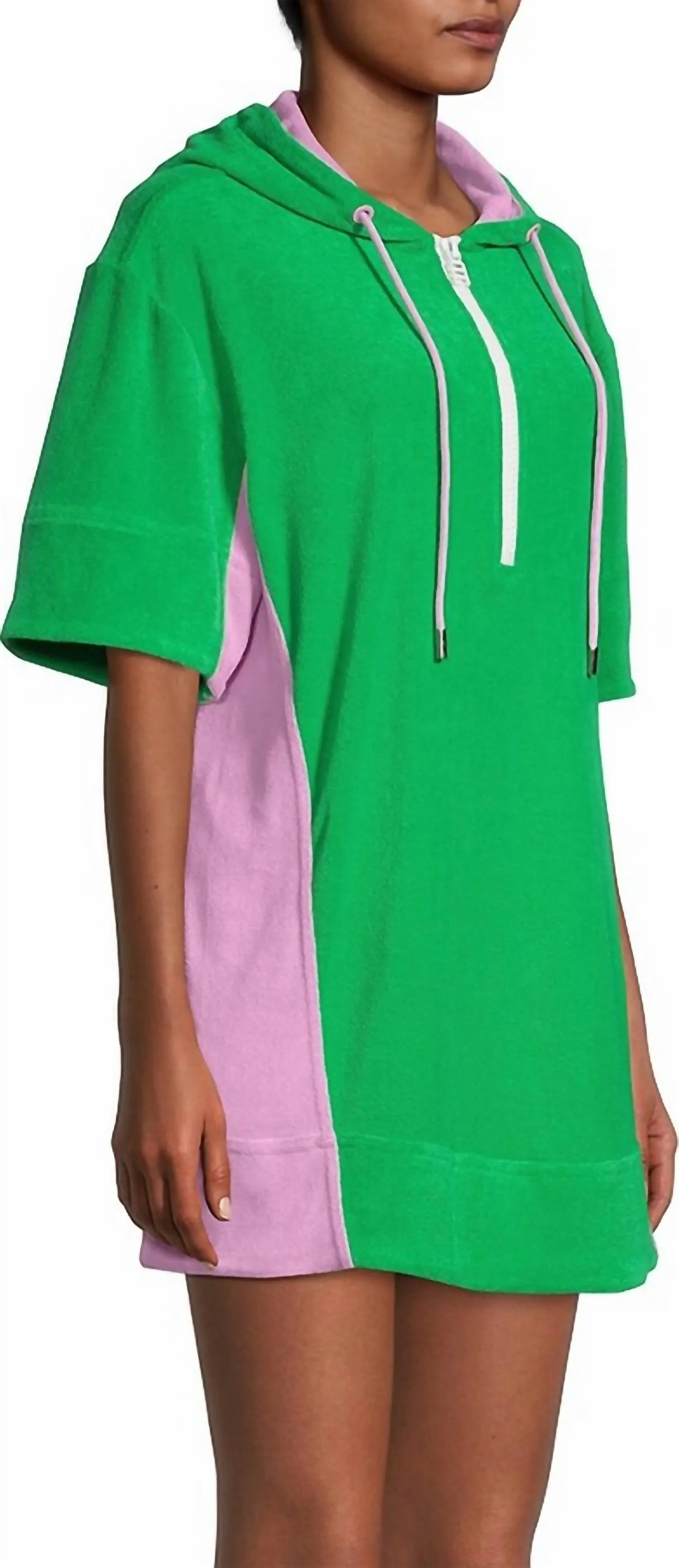 Women's Zip Hoodie Dress In Green