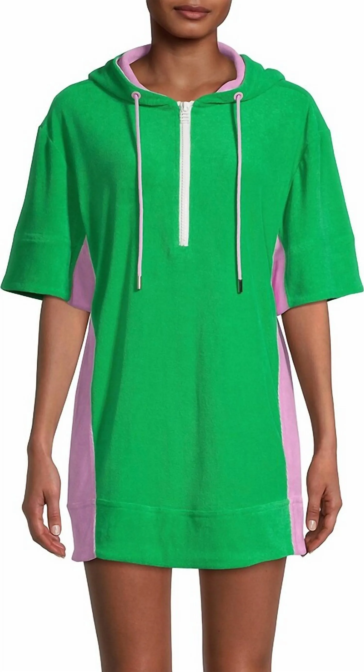 Women's Zip Hoodie Dress In Green
