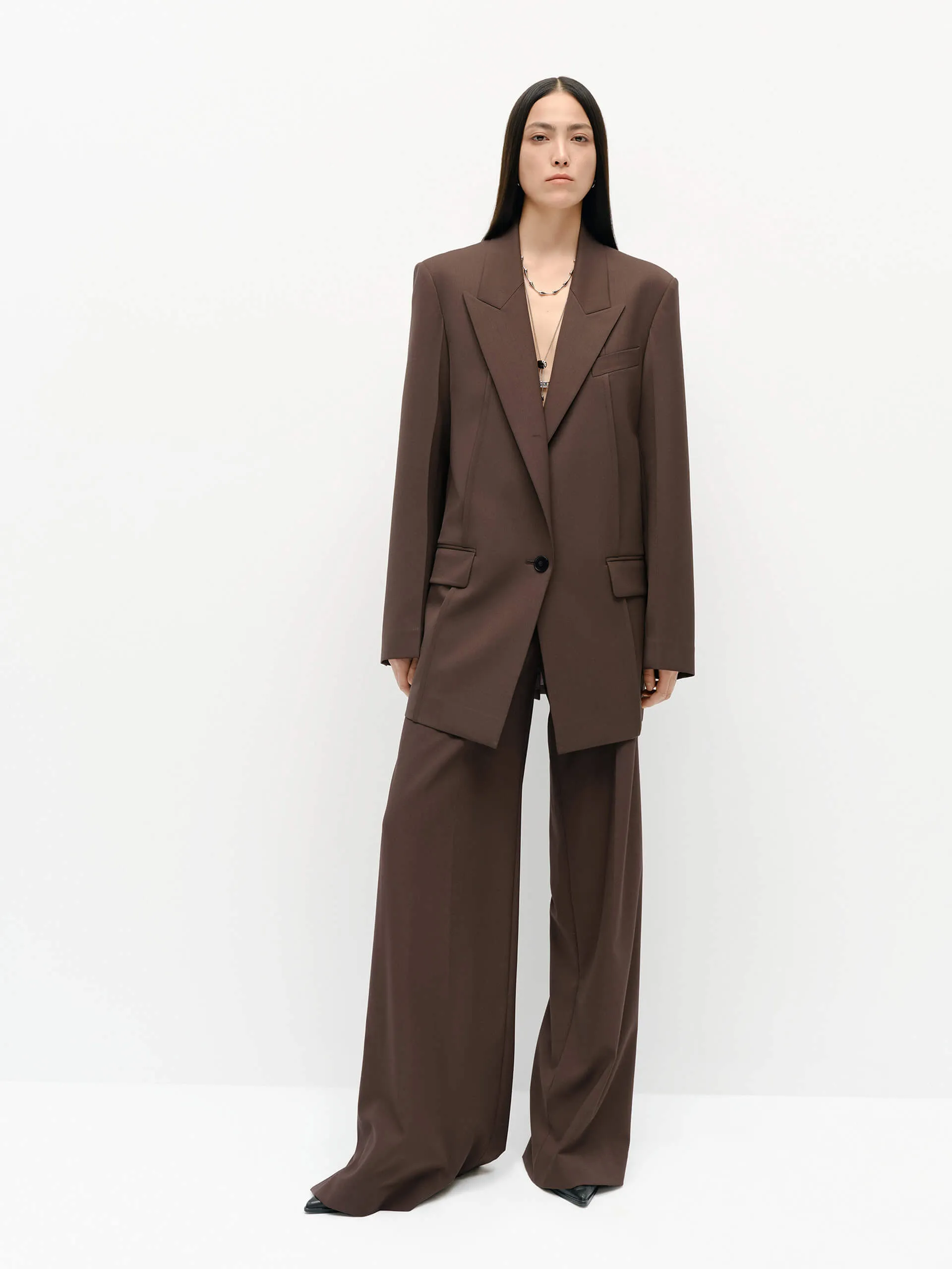 Wool Blend Structured Blazer