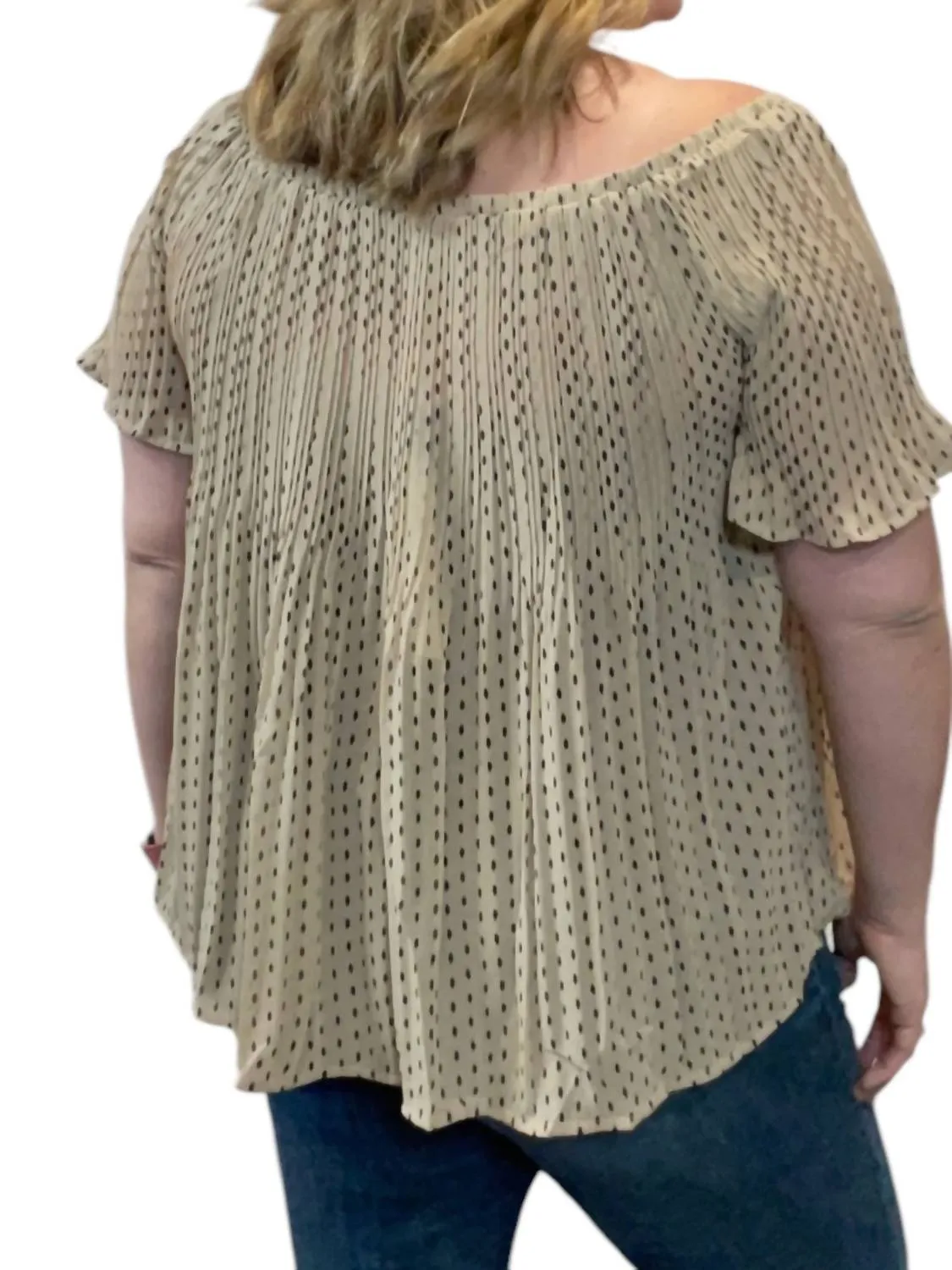 Woven Off The Shoulder Top In Beige